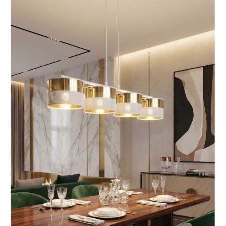 Lámpara colgante Velto Blanco+Oro (4 luces)