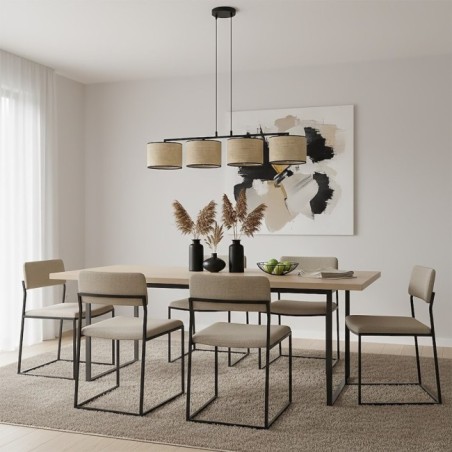 Lámpara colgante Nar Ratán (4 luces)