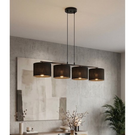 Lámpara colgante Nar Negro (4 luces)