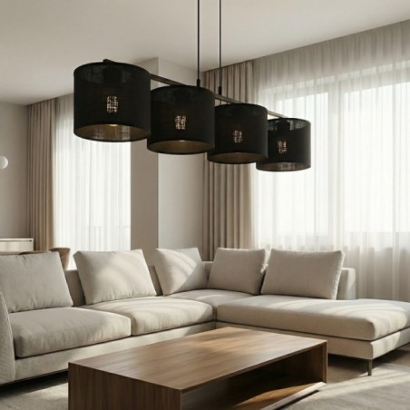 Lámpara colgante Nar Negro (4 luces)