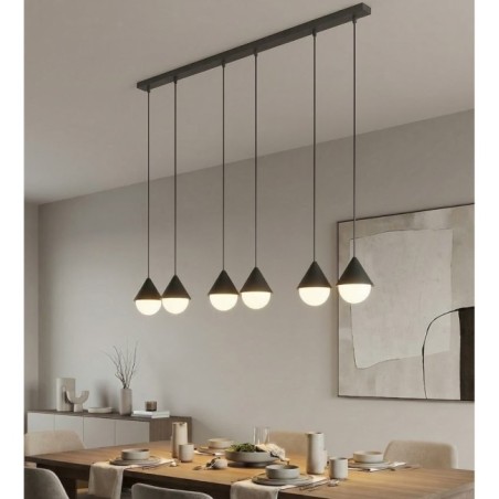 Lámpara colgante Peka II Negro (6 luces)