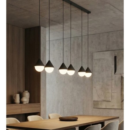 Lámpara colgante Peka II Negro (6 luces)