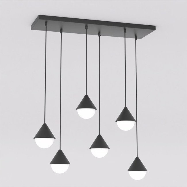 Lámpara colgante Peka Negro (6 luces)