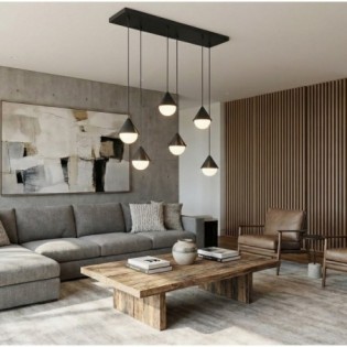 Lámpara colgante Peka Negro (6 luces)