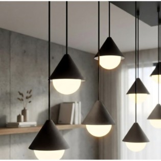 Lámpara colgante Peka Negro (9 luces)