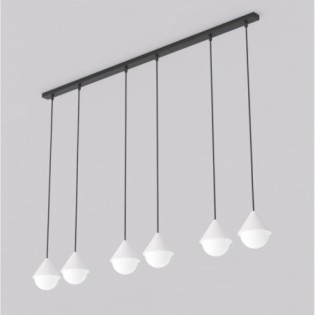 Lámpara colgante Peka II Negro+Blanco (6 luces)
