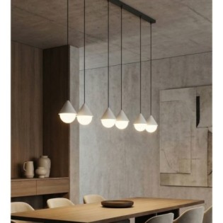 Lámpara colgante Peka II Negro+Blanco (6 luces)