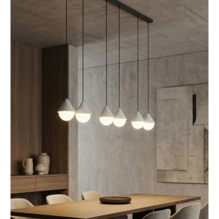 Lámpara colgante Peka II Negro+Blanco (6 luces)