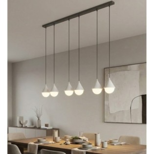 Lámpara colgante Peka II Negro+Blanco (6 luces)