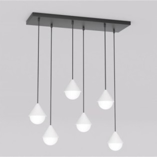 Lámpara colgante Peka Negro+Blanco (6 luces)