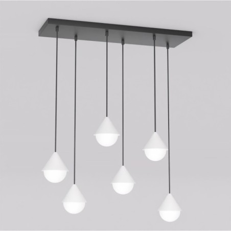 Lámpara colgante Peka Negro+Blanco (6 luces)