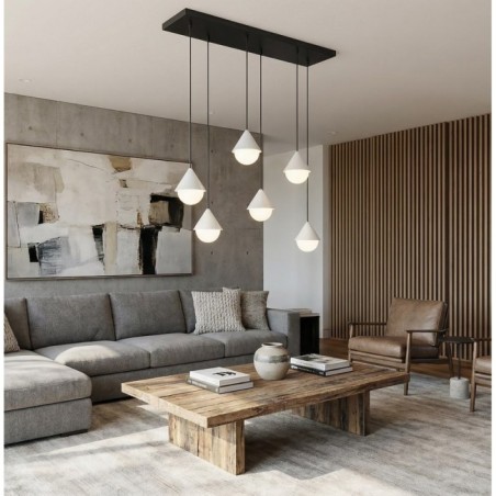 Lámpara colgante Peka Negro+Blanco (6 luces)