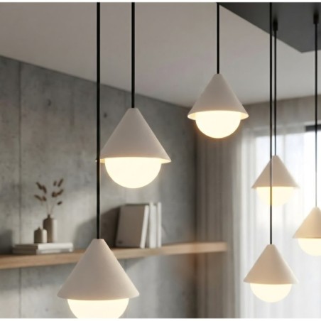 Lámpara colgante Peka Negro+Blanco (6 luces)