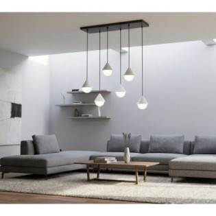 Lámpara colgante Peka Negro+Blanco (6 luces)