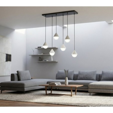 Lámpara colgante Peka Negro+Blanco (6 luces)