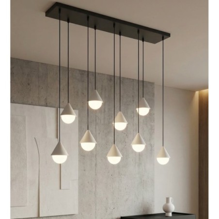Lámpara colgante Peka Negro+Blanco  (9 luces)