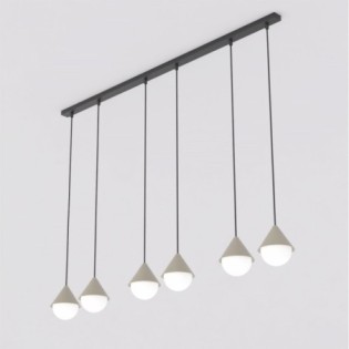 Lámpara colgante Peka II Negro+Moca (6 luces)
