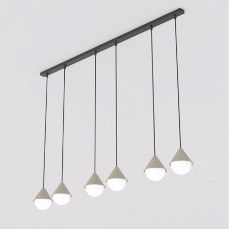 Lámpara colgante Peka II Negro+Moca (6 luces)