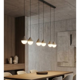 Lámpara colgante Peka II Negro+Moca (6 luces)