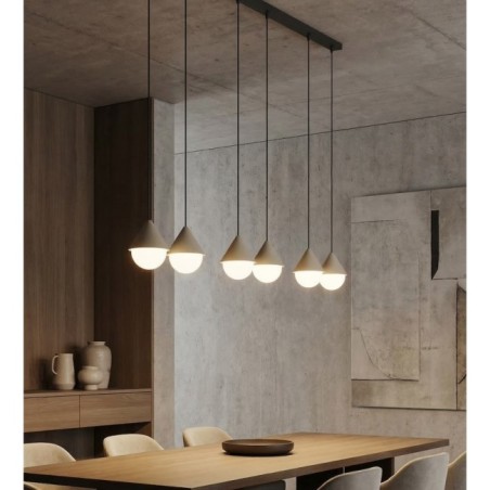 Lámpara colgante Peka II Negro+Moca (6 luces)