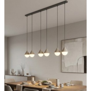 Lámpara colgante Peka II Negro+Moca (6 luces)