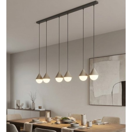 Lámpara colgante Peka II Negro+Moca (6 luces)