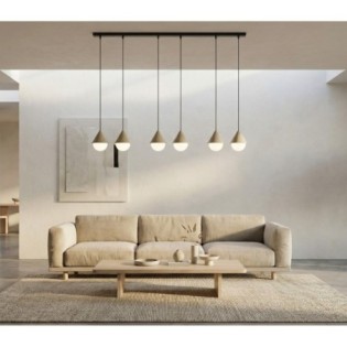 Lámpara colgante Peka II Negro+Moca (6 luces)