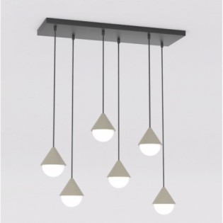 Lámpara colgante Peka Negro+Moca (6 luces)