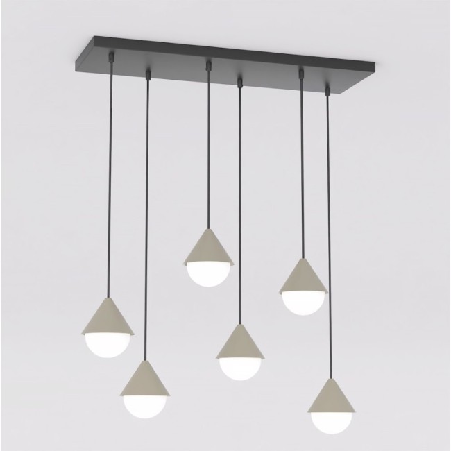 Lámpara colgante Peka Negro+Moca (6 luces)