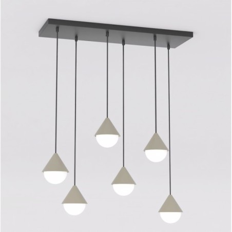 Lámpara colgante Peka Negro+Moca (6 luces)