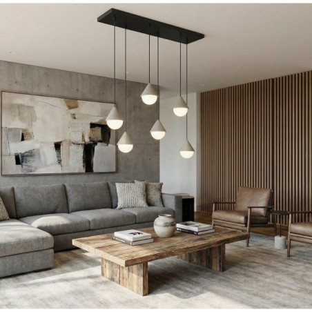 Lámpara colgante Peka Negro+Moca (6 luces)