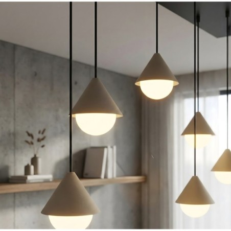 Lámpara colgante Peka Negro+Moca (6 luces)