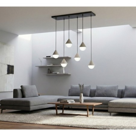 Lámpara colgante Peka Negro+Moca (6 luces)