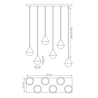 Lámpara colgante Peka Negro+Moca (6 luces)