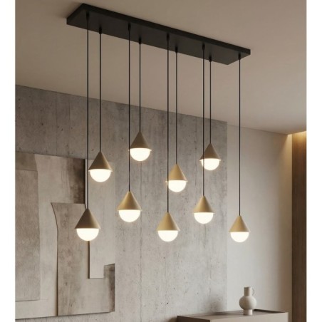 Lámpara colgante Peka Negro+Moca (9 luces)