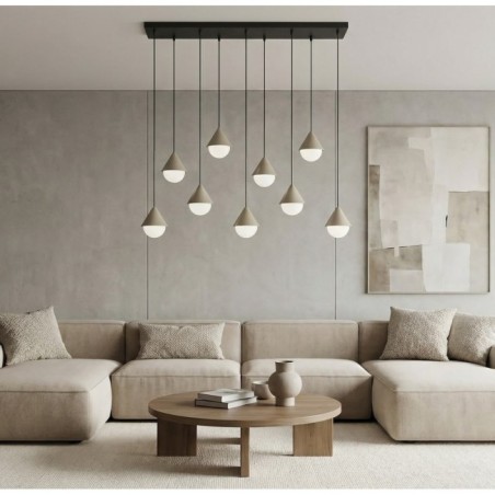 Lámpara colgante Peka Negro+Moca (9 luces)