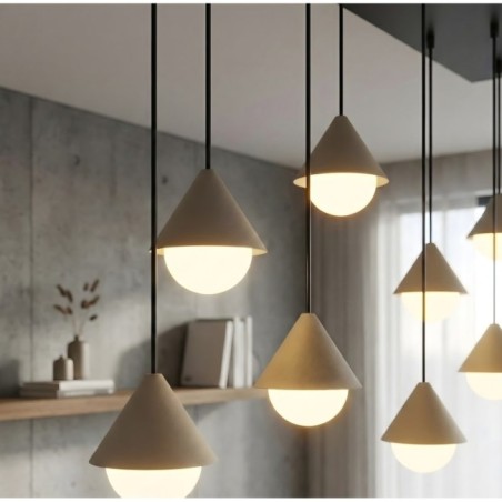Lámpara colgante Peka Negro+Moca (9 luces)