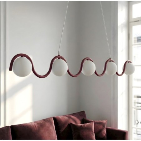 Lámpara colgante Isar Burdeos (5 luces)