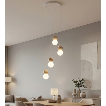 Lámpara colgante Bara Blanco (4 luces)