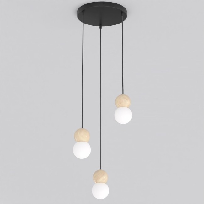 Lámpara colgante Bara Negro (3 luces)