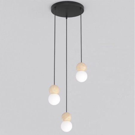 Lámpara colgante Bara Negro (3 luces)