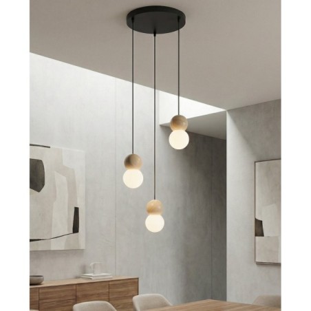 Lámpara colgante Bara Negro (3 luces)