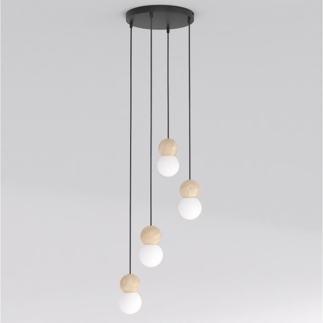 Lámpara colgante Bara Negro (4 luces)
