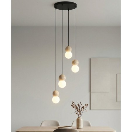 Lámpara colgante Bara Negro (4 luces)
