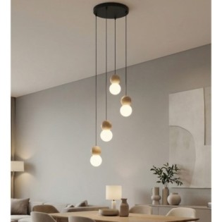 Lámpara colgante Bara Negro (4 luces)