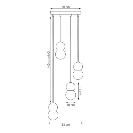Lámpara colgante Bara Negro (4 luces)