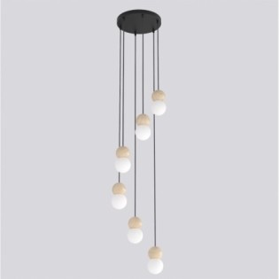 Lámpara colgante Bara Negro (6 luces)