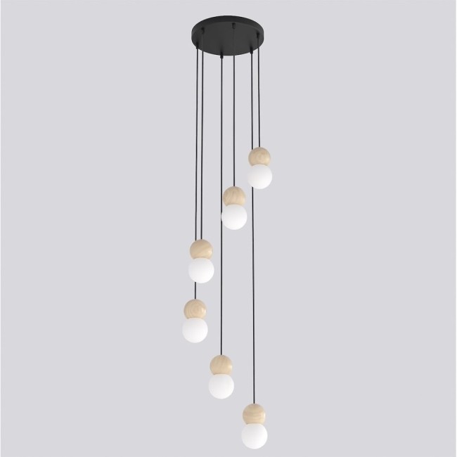 Lámpara colgante Bara Negro (6 luces)