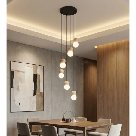 Lámpara colgante Bara Negro (6 luces)