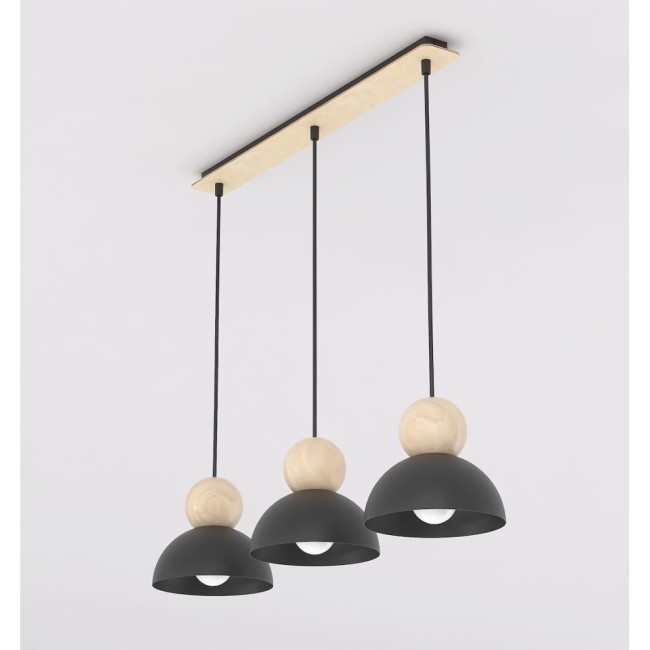 Lámpara colgante Reta Negro (3 luces)